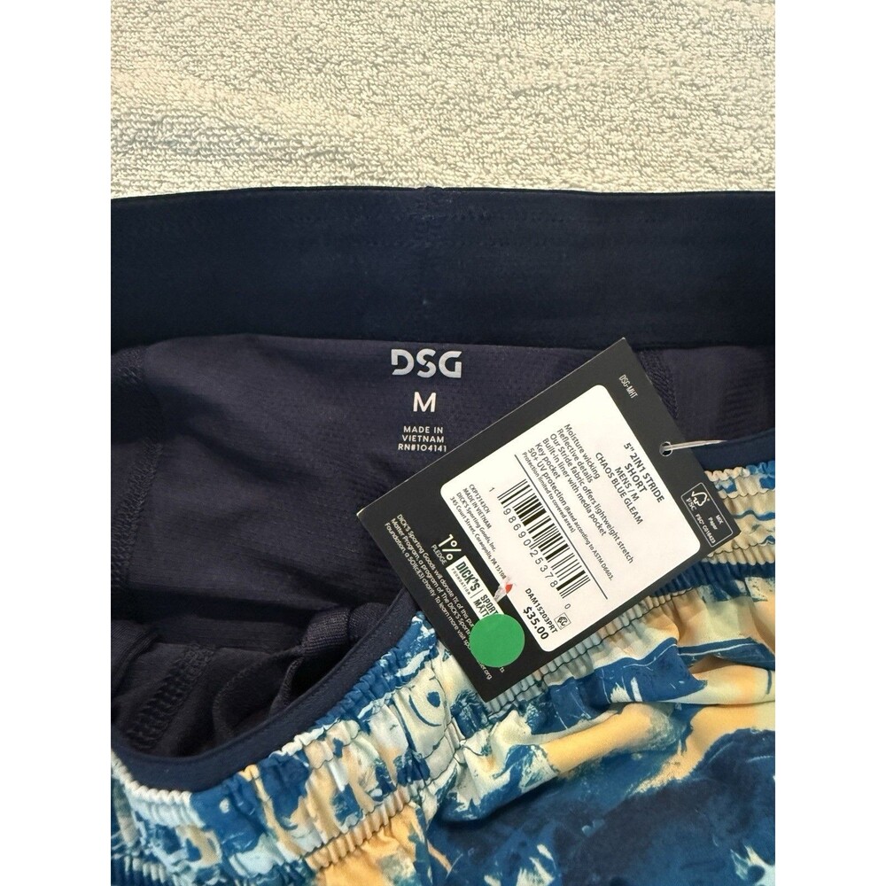 DSG Mens 5" Stride Shorts Chaos Blue Gleam Lightweight Stretch Activewear Sz M - Picture 2 of 4